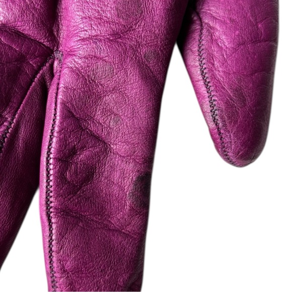 Fratelli Orsini Elegant Magenta Purple Pink Leather Gloves Cashmere Lining - Picture 3 of 9